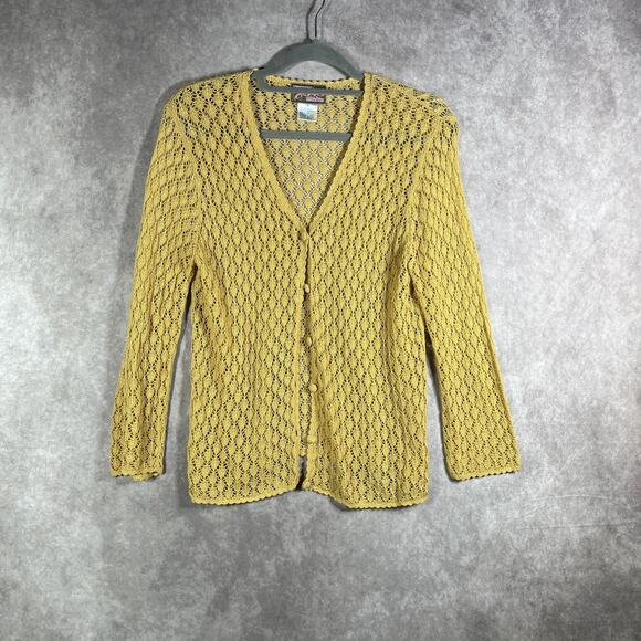 April Cornell Sweaters - April Cornell Sweater‎ Womens Medium Crochet Knit Lace Cardigan Button Up Boho
